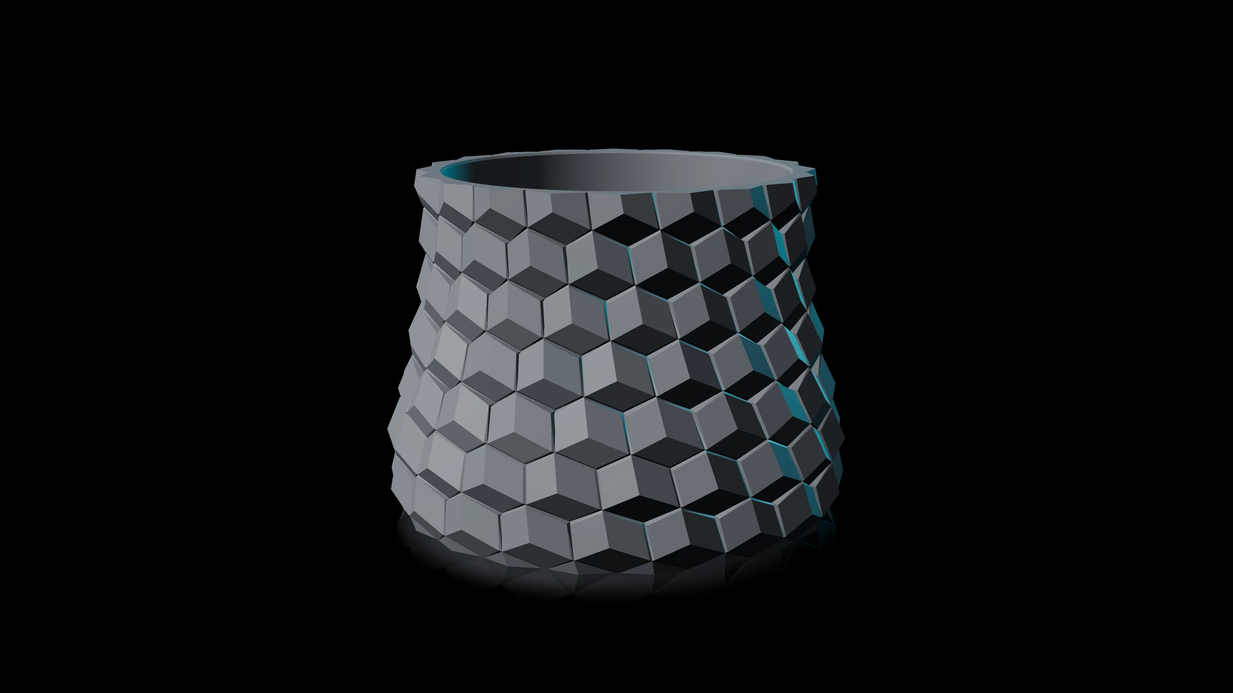 Modello 3D del vaso Meridian Facet Planter su fondo nero